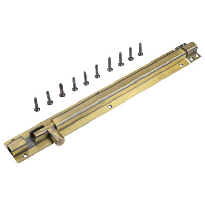 12" 12mm Brass Tower Bolt AB